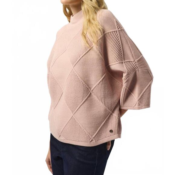 NEW JOSEPH RIBKOFF textured sweater knit mock neck pullover in rose